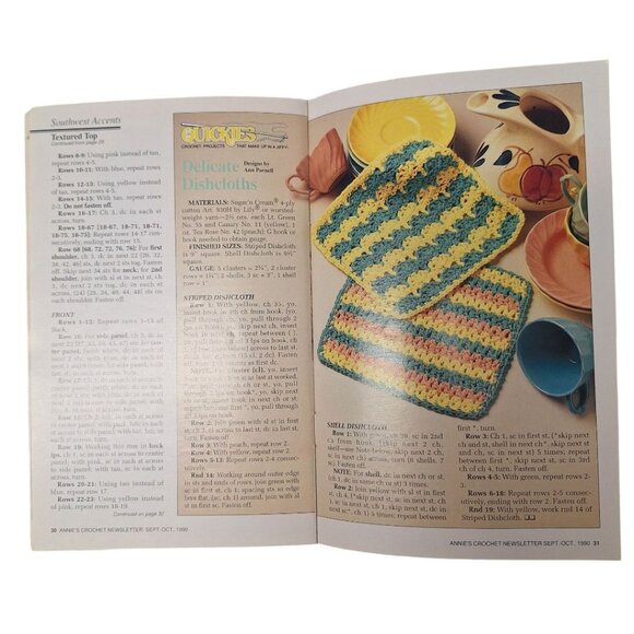 Annies Crochet Newsletter 1990 No 47 Doll Dress Crafting Hat Doily Afghan Top - Picture 6 of 12